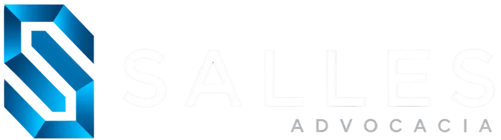 Logo da Salles Advocacia sobre fundo azul-escuro